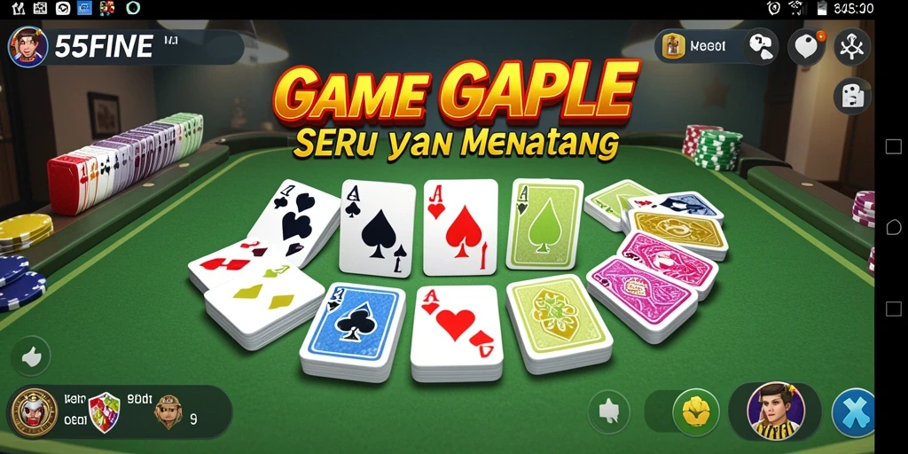 Tampilan gameplay menegangkan dari 55FIVE saat bermain Gaple.