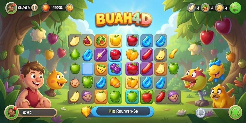 Gameplay seru dan menantang di BUAH4D dengan buah-buahan berwarna-warni.