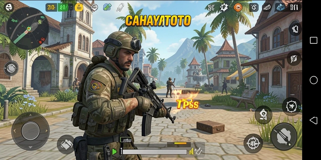 Tampilan gameplay <strong>CAHAYATOTO</strong> yang mendebarkan dalam aksi TPS.