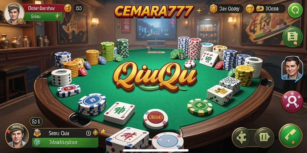 Screenshot gameplay CEMARA777 yang menampilkan suasana permainan QiuQiu.