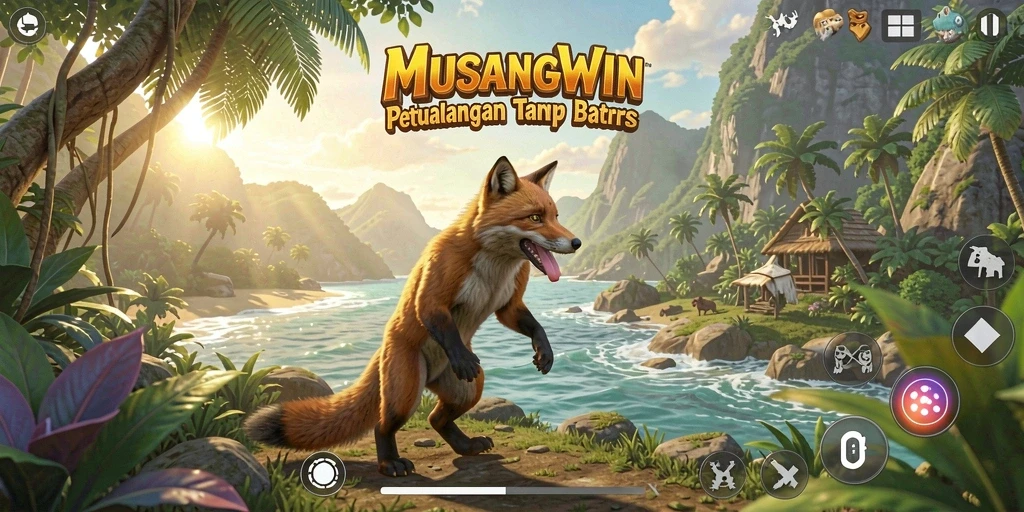 Tangkapan layar gameplay MUSANGWIN yang menampilkan eksplorasi dunia terbuka.