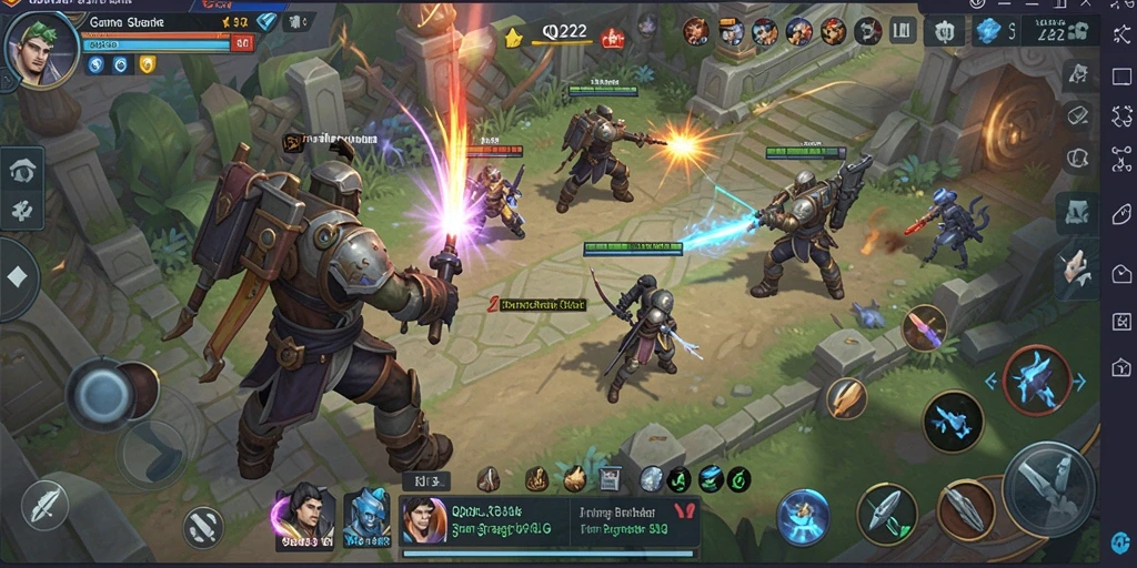 Screenshot QQ222 menampilkan aksi pertempuran strategis dalam permainan SLG.