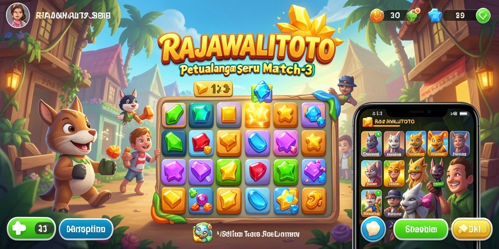 Tampilan gameplay menarik dari RAJAWALITOTO saat menyelesaikan level Match-3.
