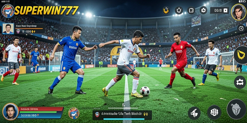 Gameplay terlihat menegangkan dengan aksi sepak bola yang menawan.