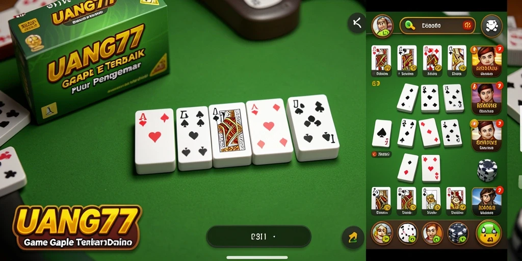 Tampilan gameplay seru UANG77 saat bermain Gaple bersama teman.