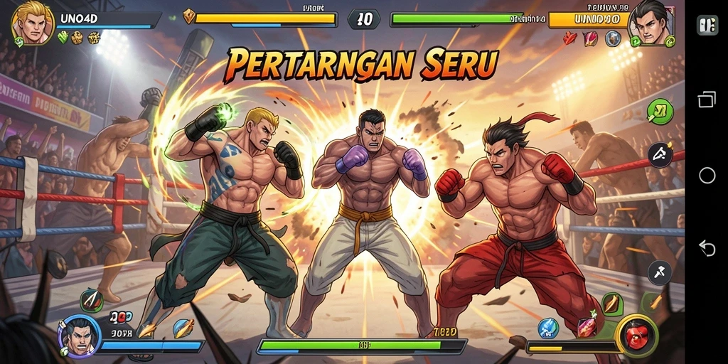 Tampilan aksi pertarungan seru di UNO4D dengan grafis menawan.