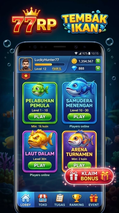 Tampilan antarmuka pengguna 77rp yang sederhana dan mudah digunakan.